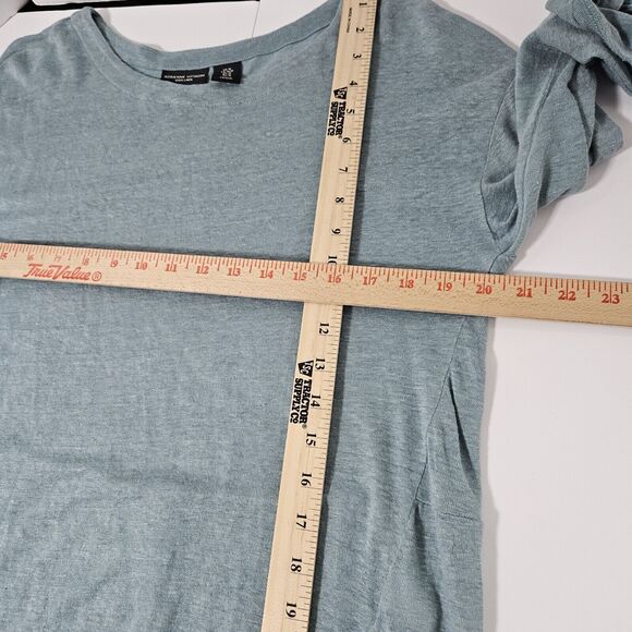 Adrienne Vittadini 100% Linen TEAL BLUE Light weight Tab‎ sleeve top Women's M - Picture 7 of 7